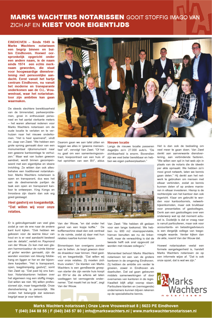 Krantartikel Marks Wachters notarissen